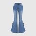 Women's Mid Waist Slim Fit Flared Jeans With Lace-Up Bow Tie Detail - Stretch Denim Trousers For Casual & Chic Style_mkmklike.com