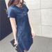 Korean Ins2025 Summer Outfit New Fat Mm Casual Medium Long Style Slim Fit Plus Size Women's Denim Dress_mkmklike.com