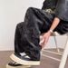 Unisex Snake Print Camouflage Loose Fitting Straight Wide Leg Casual Jeans High Street Trendy Fashionable Men's Denim_mkmklike.com