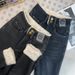 Extra Thick Northeast Fleece-Lined Cotton Outdoor Wear, High-Waisted Thickened Jeans For Women, Winter Lamb Wool_mkmklike.com
