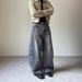 Vintage Washed Denim Jeans For Men & Women – Relaxed Fit, Cat Whisker Fading, Distressed Details, Retro Style_mkmklike.com