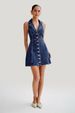 K New Neck Strap Style Slim Fit Long Skirt Denim Dress Women's Wear_mkmklike.com