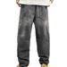 Men's Gradient Wash Straight-Leg Jeans – Urban Streetwear Denim Pants With Distressed Fading & Relaxed Fit_mkmklike.com