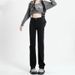 Black Slim-fit Straight-leg Jeans Women, 2025 New Autumn High-waisted Slimming Wide-leg Cigarette Pants For Pear-shaped_mkmklike.com