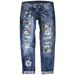 Women's Clothing Slim Fit Printed Denim Trousers For Women Fashionable_mkmklike.com