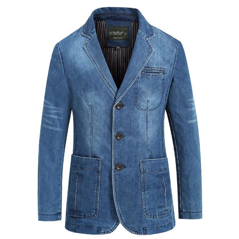 Men's Denim Suit, Men's Denim Xiaoxi Decoration, Plus Size Casual Suit Jacket_mkmklike.com