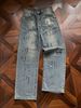 Men's Distressed Paint Splatter Jeans Casual Loose Straight Leg Mid Waist Long Pants Slight Stretch Machine Washable_mkmklike.com