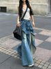 Slightly Plump Hot Girl's Stylish Irregular Patchwork Jeans For Women, New Autumn And Winter Two-piece Slimming_mkmklike.com