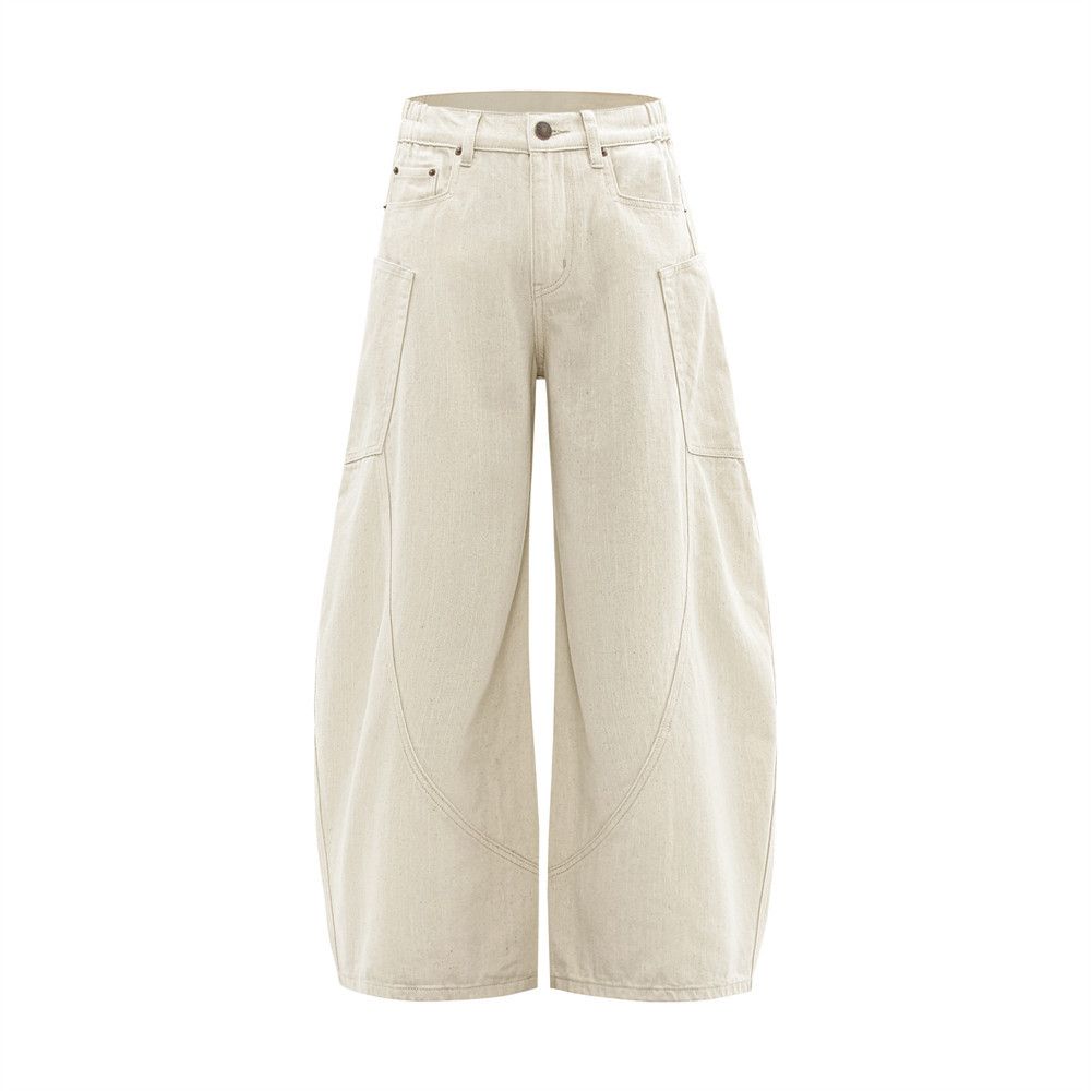 American High Street Scimitar Wide-Leg Jeans Men's Vibe Versatile Loose Deconstructed Patchwork Large Pocket Cargo Pants_mkmklike.com