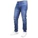 Men's Ripped Straight Leg Jeans Light Blue And Black Cotton Casual Mid Waist Zipper Fly Spring Autumn_mkmklike.com