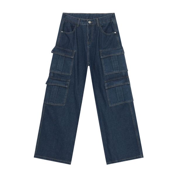 Men's Vintage Washed Cargo Jeans - Oversized Utility Pants With Multi-Pockets & Relaxed Straight Fit_mkmklike.com