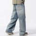 Distressed Washed Jeans For Men Loose Straight Pants American Street Style Cool Frayed Vintage Wide-Leg Long Trousers_mkmklike.com