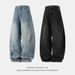 Split Structure Old Washed Jeans Men's Autumn New Retro Silhouette Scimitar Pants Loose Trendy Brand Long Pants_mkmklike.com