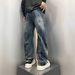 Men's Gradient Washed Denim Pants – Streetwear Straight-Leg Jeans With Curved Hem (Size 28-36) Fashion Trends_mkmklike.com