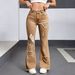 K Jeans, Women's Versatile Flared Trimming, Fashionable And Casual Heart-shaped Perforated Flared Pants_mkmklike.com
