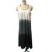 Women's clothing plus size women's new style large hem skirt black and gray gradient tie dye suspender dress_mkmklike.com