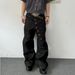 Men's Vintage High-Waisted Jeans – Distressed Wide-Leg Denim Pants With Curved Button Fly (S-3xl) Movement-Friendly Fabric_mkmklike.com