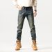Men's Vintage Washed Slim Straight Jeans - Classic American Retro Style With Distressed Detail_mkmklike.com