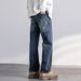Autumn New Jeans Men's Fit Straight Tube Loose Trendy Brand American Retro Double Craft Washed Middle Waist Youth Large Size_mkmklike.com