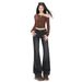 American Retro Style|Heavy-duty Washed Frayed Denim|Slim-fit Stretch Straight-leg Women's Jeans_mkmklike.com