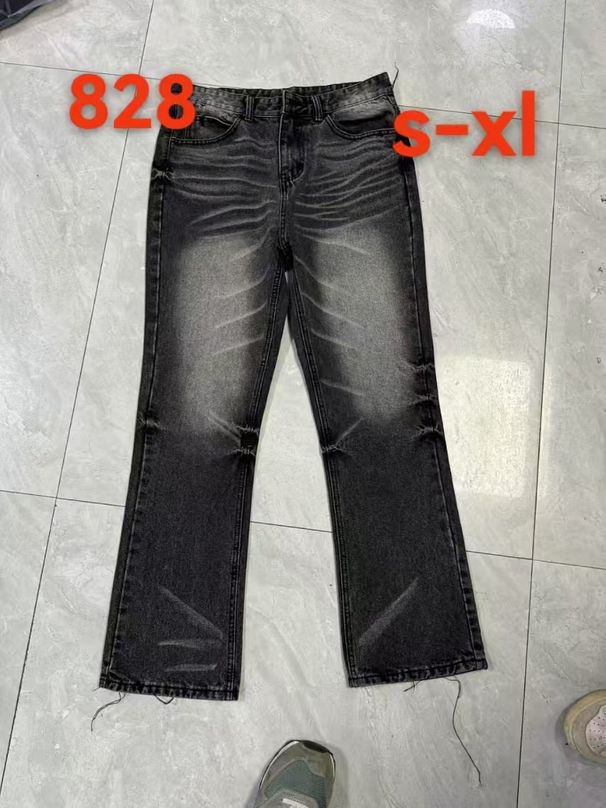 Men's Clothing New Style Flat Replacement Flared Jeans High Street Distressed Cleanfit Casual Trousers_mkmklike.com