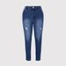 Skinny Jeans New Fresh Blue High-waisted Slim-fitting Elastic Pencil Nine-point Pants_mkmklike.com