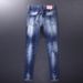 Men's Clothing Fashion Fashion Jeans Blue Slim Elastic Foot Print Trendy Versatile Jeans_mkmklike.com