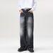 American Old Washed Micro-pull Jeans Men's Autumn New Loose Retro Cleanfit Straight Wide-leg Pants_mkmklike.com