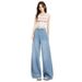 Women's Retro Floral Embroidered Wide Leg Jeans Loose Fit Slimming Stylish Spring/Summer England Fashion Style_mkmklike.com