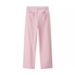 Summer Women's High Waist Straight Leg Pants With Rhinestone Decor - Trendy Streetwear Casual Trousers For Women, Pink (S/M/L)_mkmklike.com