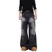 Men's Clothing Retro Distressed Lightning Crack Flared Jeans Color Matching Cleanfit Loose Casual Wide Leg Flared Trousers_mkmklike.com