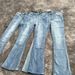 Vintage Blue Washed Denim Jeans With Faded Lightning Stripe & Flared Hem For Cleanfit Style Fashion Trends_mkmklike.com