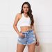 M1-35753 # European And American Foreign Trade Cross-border Women's Fashion Slim-fit Elastic Waist Denim Shorts_mkmklike.com
