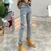 Men's Distressed Jeans With Paint Splatter Design - Slim Fit Stretch Denim Pants For Summer, Trendy Casual Nine-Pants For Youth_mkmklike.com