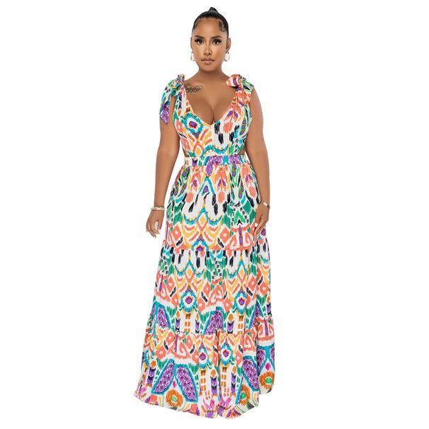 Women's Clothing fashion women's color sleeveless shoulder strap long skirt dress for women_mkmklike.com