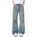 Distressed Washed High-Street Straight Jeans With Tie-Dye & Ripped Details – Urban Grunge Style For Men_mkmklike.com