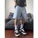 Men's High Street Trendy Retro Denim Shorts Loose Fit Casual Versatile Five Point Summer 2025 Style_mkmklike.com