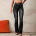 "Women's Retro Stretch Flared Jeans – Vintage Washed Denim, Comfortable Bootcut Trousers For Casual Street Style"_mkmklike.com