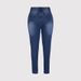 Skinny Jeans New Fresh Blue High-waisted Slim-fitting Elastic Pencil Nine-point Pants_mkmklike.com