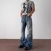 Men's Clothing Distressed Whiskered Dark Blue Jeans Distressed Whisker Dark Blue Cleanfit Jeans Slim Straight Leg With Subtle Flare Retro Denim Pants_mkmklike.com
