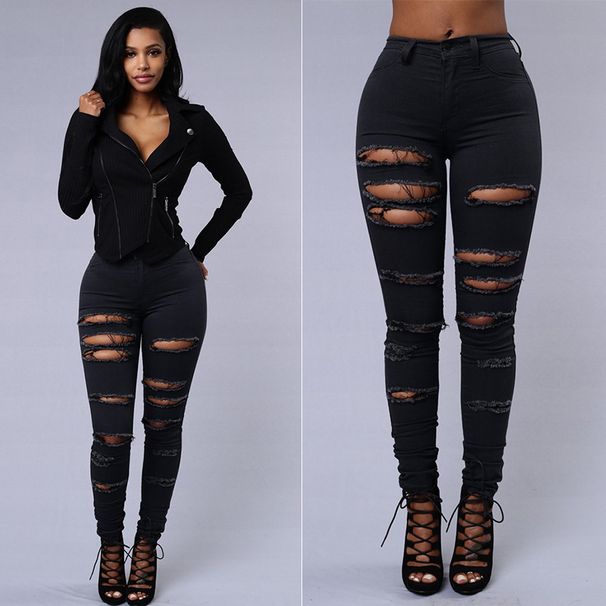 Women's ripped jeans women's pencil pants women's jeans_mkmklike.com