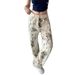 European And American Style Retro White Leopard Print Jeans For Women, Summer High Street Hip Hop Loose Straight_mkmklike.com