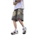 Men's Clothing Retro Old Waste Style Raw Edge Washed Denim Shorts Casual Versatile Shorts_mkmklike.com