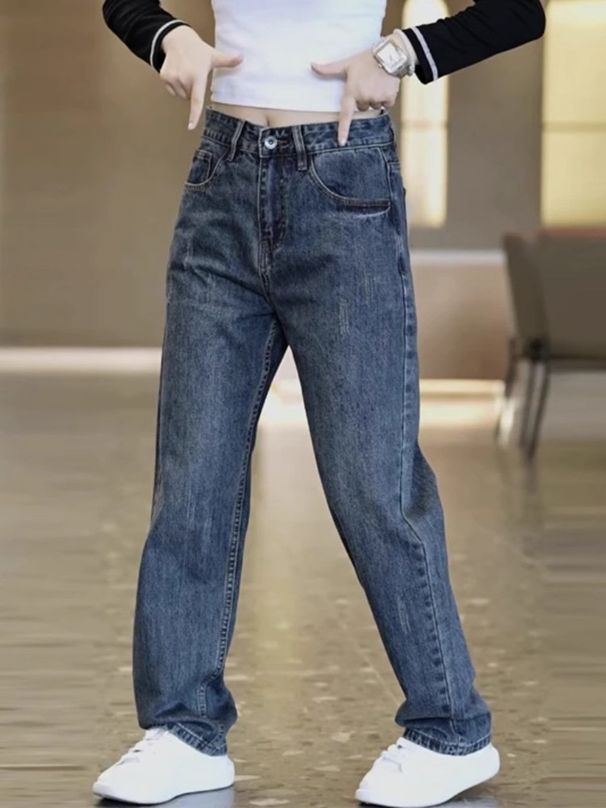 Men's Fleece-Lined High Waist Jeans - Relaxed Straight Leg Winter Trousers With Comfort Stretch_mkmklike.com