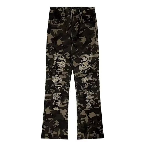 Unisex Retro Camo Wide Leg Jeans - High Street Straight Fit Floor-Length Denim Pants (S-3XL, Camouflage Print)_mkmklike.com