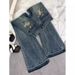"American Retro Low-Rise Flared Jeans For Women – Vintage Distressed Denim, Embroidered High Street Style, Slim Fit & Floor-Length"_mkmklike.com