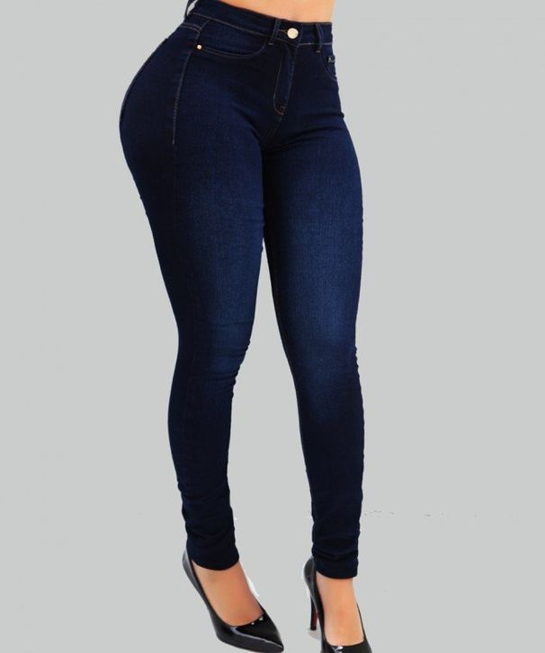 Women's High Waist Stretchy Skinny Jeans - Tummy Control & Booty Lift - Classic Blue Denim Pants For Work & Casual_mkmklike.com