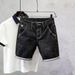 Men's Summer Thin Elastic Denim Shorts Plus Size Light Color Slim Fit Straight Leg Mid Length Casual Riding Pants_mkmklike.com