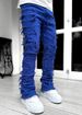 Suitable For All Seasons Men's Fashion Trendy INS Elastic Fringe Patch Denim Flared Pants_mkmklike.com