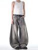 Men's Clothing Street Ink Wash Jeans Spring Retro And Handsome Vintage Wide Leg Scimitar Pants_mkmklike.com